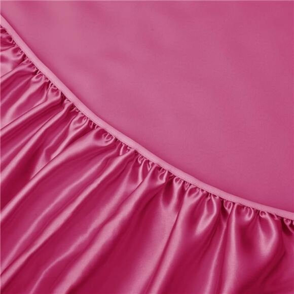 Horbaunal 6 Piece Satin Sheet Set King Size Luxury Silky & Soft Hot Pink Satin - Picture 15 of 16